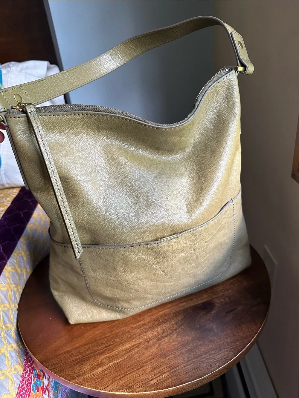 Fossil Amelia Hobo Bag Olive‎ Green Leather Shoulder Tote SHB1819